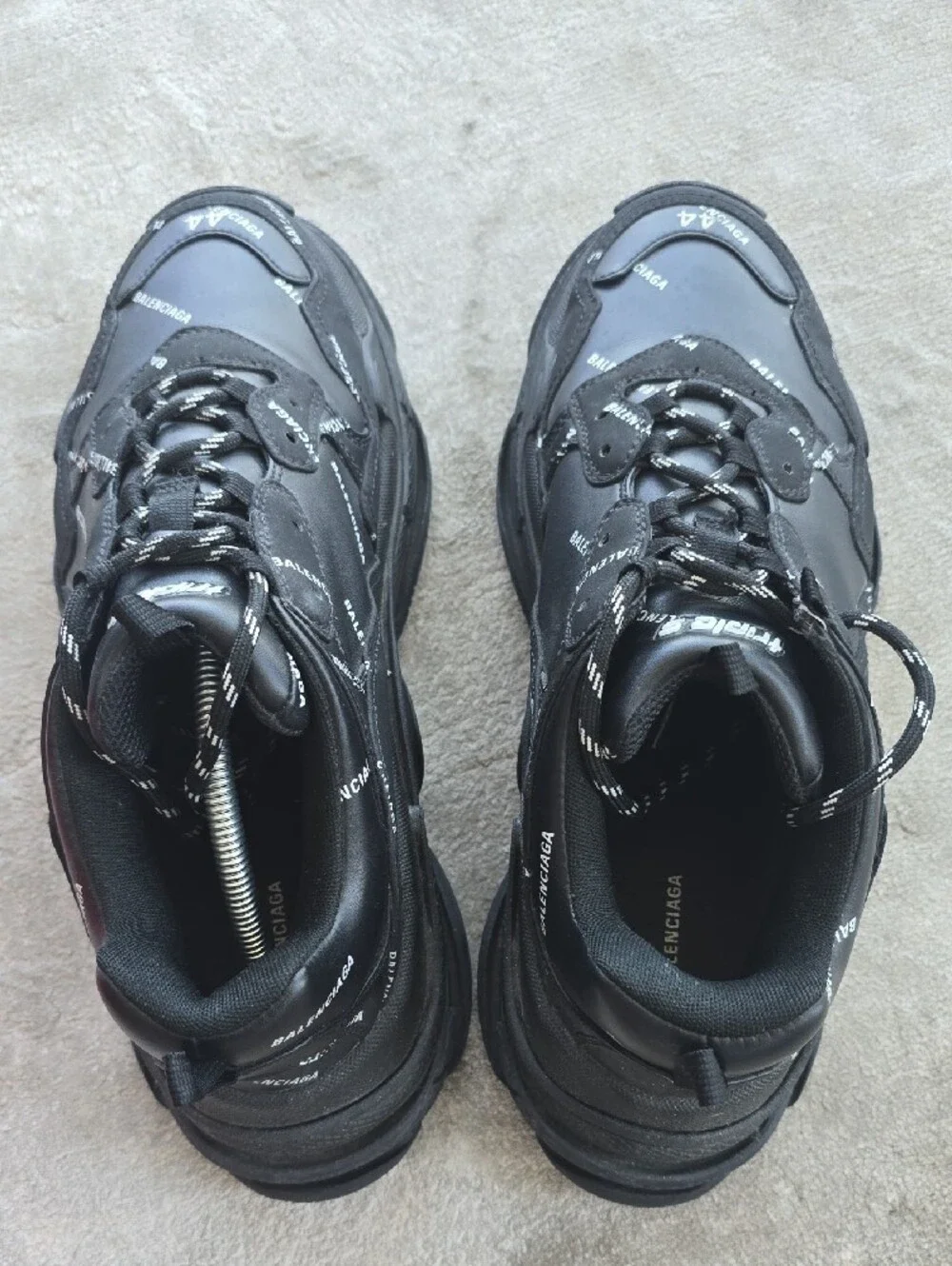 Balenciaga Men’s Triple S Trainer — Black with White Accents